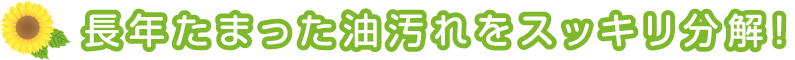 長年たまった油汚れもスッキリ分解！